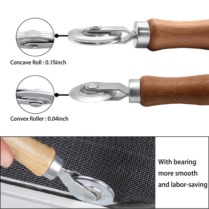 BAYTORY Window Screen Repair Kit, Steel Roller Tool with Bearing, Spline Removal Hook and 32ft Retainer Spline Replacement for Installing Door Mesh Screens - Image 3
